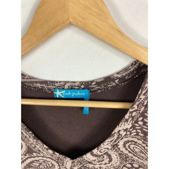 Fresh Produce Patterned Print Short Sleeve V Neck Top Size 1X - Picture 3 of 4